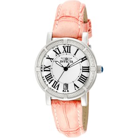 Invicta Women's Wildflower Quartz Watch with Silver Dial Analogue Display and Pink Leather Strap 13967