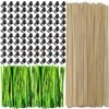TIHOOD 200PCS/Set Bamboo Plant Stakes Kit, 50PCS Orchid Clips with