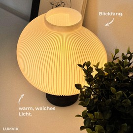 LUMVIK Orbis Table Lamp, Round Design Table Lamp for Living Room, Decorative Lamp for Sideboard, Cosy Designer Table Lamp, Soft Light, Easy to Clean and Suitable for Everyday Use