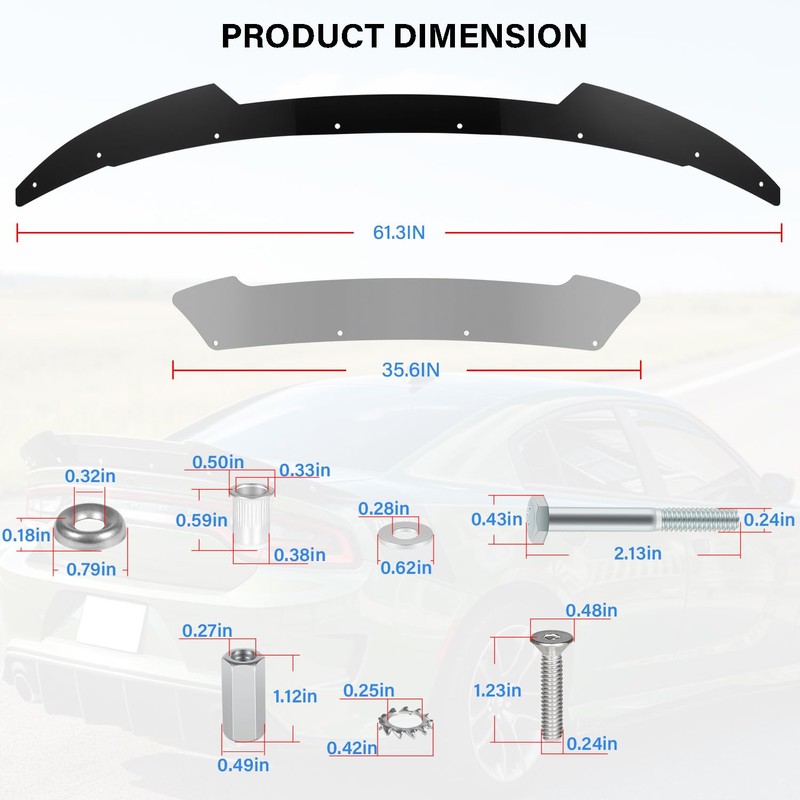 Bonbo Venom V2 Rear Wickerbill Spoiler for Dodge Charger 2015-2024