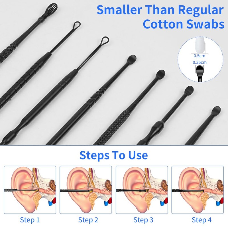 BUTBU BUTBU Ear Wax Removal Kit, 8PCS Stainless Steel Ear