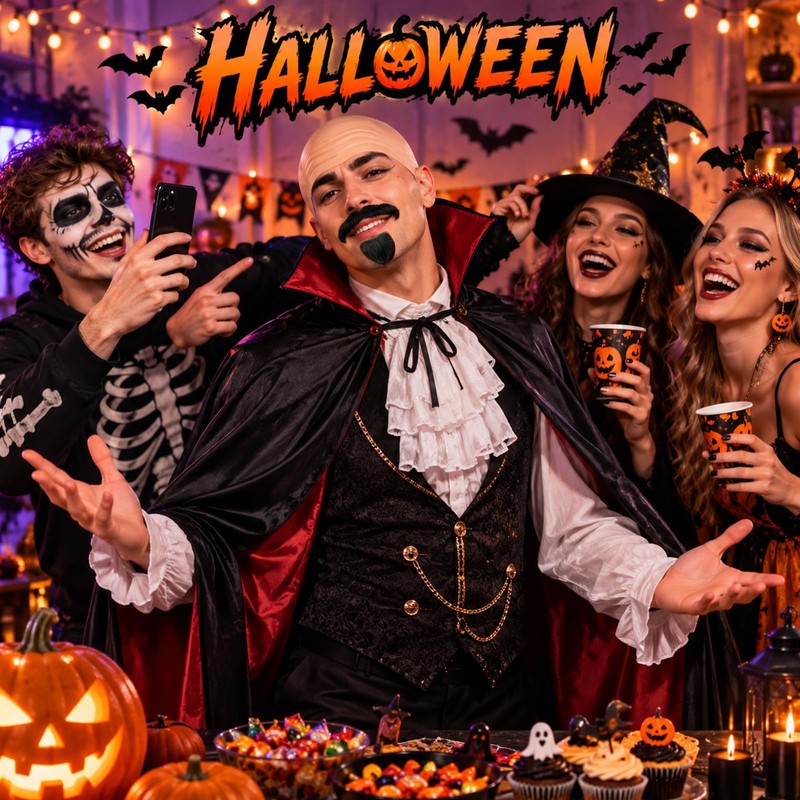 24 Pcs Bald Cap with Mustache Bald Wig Cap Halloween