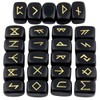 mookaitedecor Black Obsidian Runes Stones Set (25 Pieces), Tumbled Gemstone