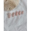 Pink nude tone wedding nail tips twinkle dot ribbon parts,