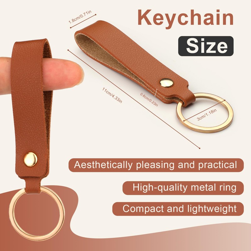 50 Pcs Leather Keychains, PU Leather Keychain Blanks, Key Chains