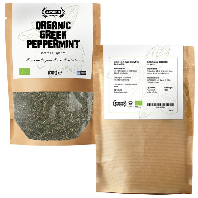 APSOGO Organic Peppermint Tea from Greece - Whole Loose Peppermint
