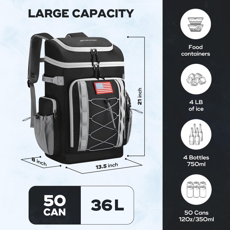 Maelstrom Backpack Cooler,Soft Lightweight Leakproof Cooler Backpack,50 Can Insulated Cooler
