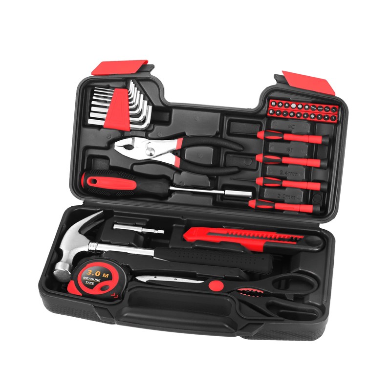39-Piece Household Tool Set with Toolbox Storage Case - All
