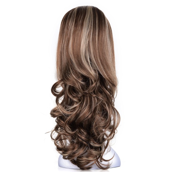 OneDor 23" Curly Hair Women Ladies 3/4 Half Wig Premium Japanese Synthetic Kanekalon fibers Wigs with Secured Mesh Head Cap (R1224B)