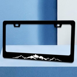 2pcs Mountains License Plate Frame Funny Mountain License Plate Frames Beautiful Scene Auto Accessory Bracket Stainless Steel License Plate Cover with Screws for Women Men 6x12 Inch