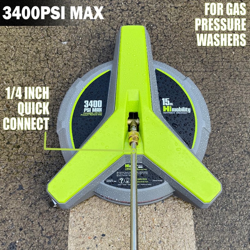 Hiclean 15" Pressure Washer Surface Cleaner with Wheels 3400 PSI