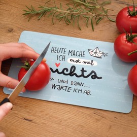 Chopping Board with the Saying 'Heute mache ich erstmal nichts’: Printed Resopal Breakfast Board