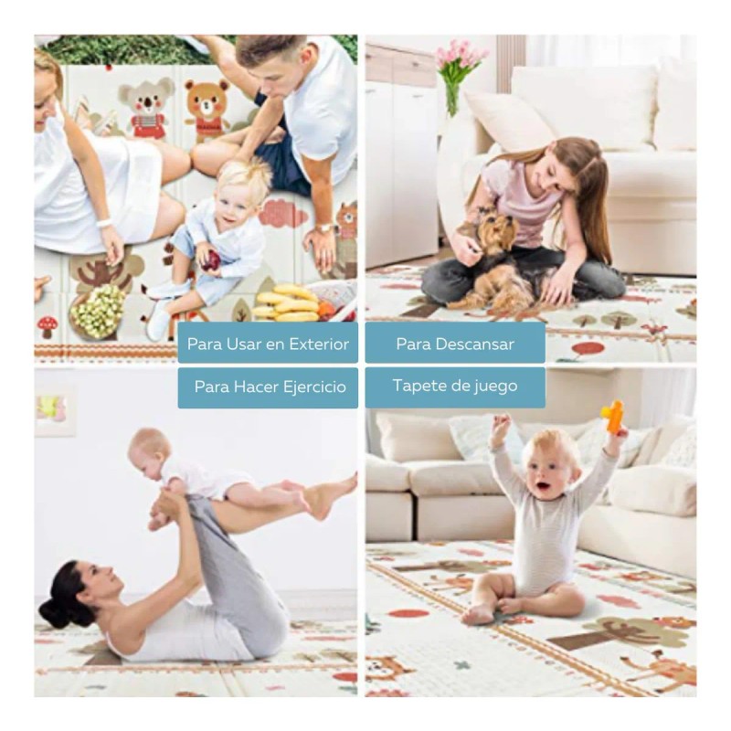 Tapete De Juego Plegable 1.55 X 2.00 Para Bebés Doble