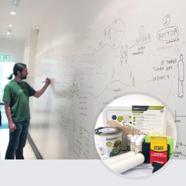 SmarterSurfaces Whiteboard Paint 21ft²/4.8floz White | Convert Any Wall into A Writable Surface | Writable Dry Erase Wall