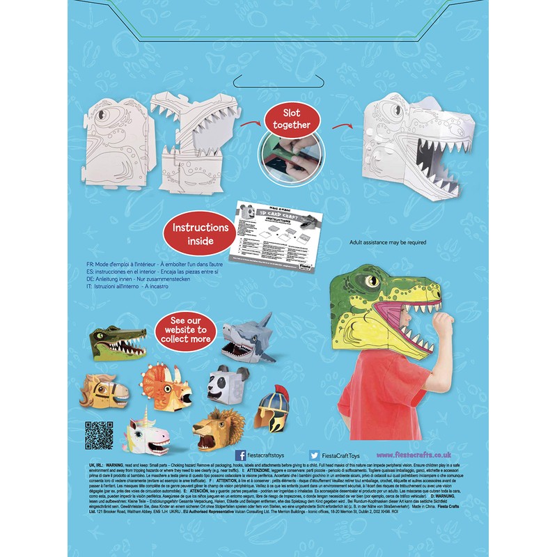 T-3042 Make A T-Rex Colour-In 3D Mask Card Craft Kit