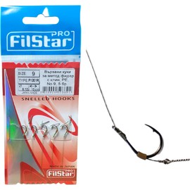 PRO FILSTAR Fishing Hook Set with Leader for Method Feeder, Pack of 10, Size 9, Braided Line 10 cm, Diameter 0.12 mm, Fishing Carp Accessories, Hook with a Needle, Boilies Hook Set, Sport Set, Fishing