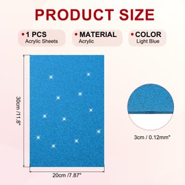 sourcing map Glitter Acrylic Sheets Plastic Sheets, 1/8" (3mm) Thick 12x12 Inch Cast Engraving Panel Translucent Plastic Acrylic Board for Laser Cutting Ornaments Tags, Shiny Light Blue
