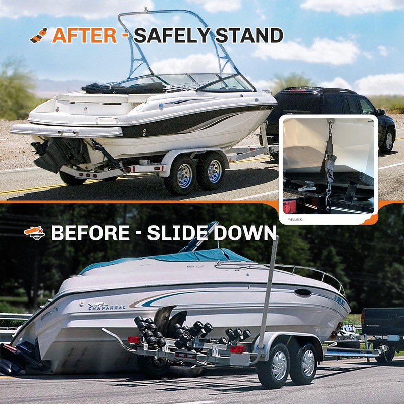 WELLUCK Boat Trailer Transom Tie Downs Straps 1200 LBS, 2"