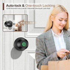 Lock & Lock Smart Door Knob Fingerprint Door Lock Biometric Door Lock with Key & App Control
