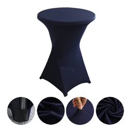 iEventStar 30 inches 32'' Highboy Cocktail Round Stretch Spandex Fitted Table Cover High Top Square Corners Tablecloth (30'' - 32'' Dia x 42'', Navy)