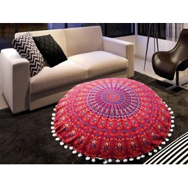 My Dream Carts 22 Inch Floor Cushion “Cover Only” Peacock Mandala Bohemian Yoga Meditation Cushions Case Pillowcase Home Car Bed Sofa Seating Large Throw Pouf Covers (22” Pillow Cover,Without Filler)
