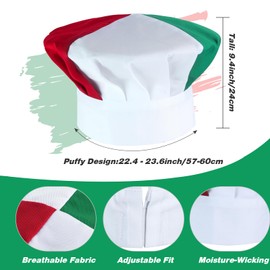 Kyson Italian Flag Chef Costume Italian Waist Apron and Mushroom Chef Hat Bandana Pizza Chef Bib Baking Grilling Cooking, Set B, free
