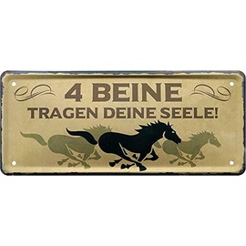 schilderkreis24 - Funny Saying "4 Beine tragen deine Seele!" Decorative Horse Riding Gift Idea Horse Owners Horse Fans 28 x 12 cm