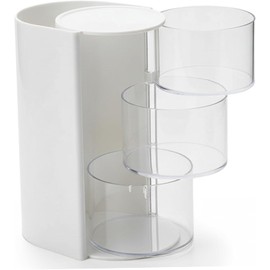 Soporte para cepillos de pelo, organizador de brochas maquillaje giratorio 3 niveles, almacenamiento accesorios para el cabello transparente giratorio 180° con tapa a prueba polvo, sop