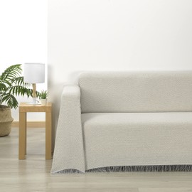 GAMUSI Plaid Sofa Throw Multipurpose for Sofas, Beds, Sofa Throw, Soft Cotton, Arias, Light Grey, 180 x 260 cm