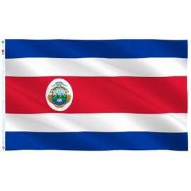 Costa Rica Flag 3x5 Ft Outdoor Large, Moderate-Outdoor Both Sides Heavy Duty100D Polyester,Canvas Header and Double Stitched - Brass Grommets for Easy Display,Costa Rican Flags