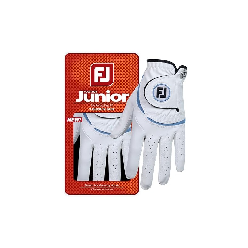 FootJoy Junior Golf Glove Left Hand (for Right-Handed Golfer), White/Cobalt,