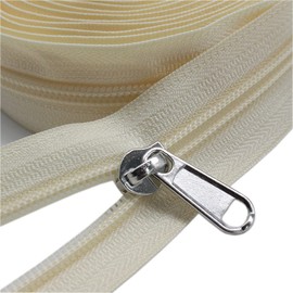 YaHoGa #5 - Cremalleras de bobina de nailon color beige de 10 yardas con 25 deslizadores para manualidades, costura y costura (#5 beige)