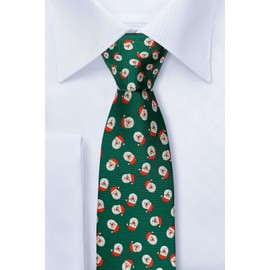 Retreez Men Skinny Woven Christmas Tie Santa 6 cm - Green