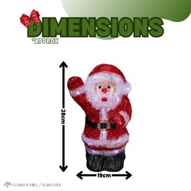 Marco Paul Christmas InLit Santa Claus Acrylic LED Outdoor Indoor Xmas Decoration Light Up Garden Ornament Festive Decoration Lighting Pre-Lit Figure Novelty Statue