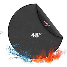 Fire Bowl Mat, Heat Protection Mat, Round, Fireproof BBQ Grills Mat, 48 Inches (122 cm) Splatter Protector Pad for Floor, Patio, Deck, Lawn, Camping, Foldable Water-Resistant Fire Pit Accessories