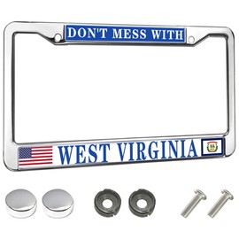 Stainless License Plate Holder Don't Mess with WEST Virginia Funny License Plate Frame Tags 2 Holes with 2 Screws Included