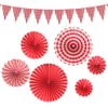 Red and White Checkered Gingham Pennant Banner with Hanging Paper