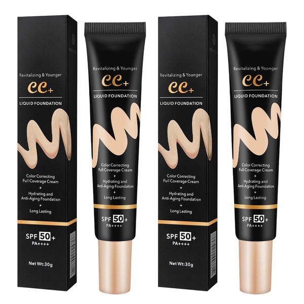 2PCS Cc Cream Cc Red Correct Lightweight Skin Perfector Tinted
