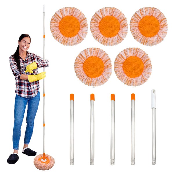 LPABY 360 Rotatable Adjustable Cleaning Mop with 5 Mop Head,