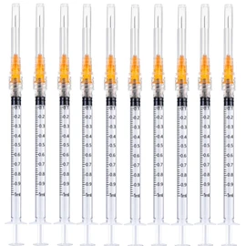 100Pack 1ml 1cc Disposable Plastic Syringes with 25Ga, Individually Sterile Package