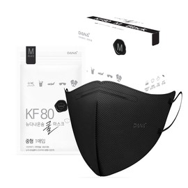 Dana Mask New Dana On-Sum Cool Bird-Beak Type Medium KF80, 50-pack, 1 pack, Black / 다나마스크 뉴다나온숨 쿨 새부리형 중형 KF80, 50개입, 1개, 검정색
