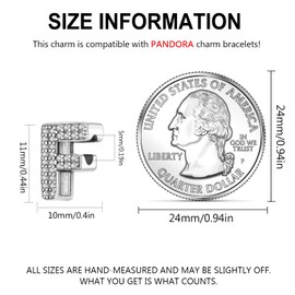 LMLMECREA Letter A-Z Charm Beads with Zirconia - Initials Alphabet Beads 925 Sterling Silver - Compatible with European Women's Bracelet & Necklace, Sterling Silver, Cubic Zirconia