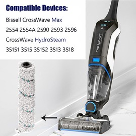 MIXEAL Replacements Parts for Bissell CrossWave Max 2554 2590 2593 2596 for HydroSteam 35151 3515 35152 3513 3518 Vacuums,3 Multi-Surface Brush Rolls and 4 Hepa Filters