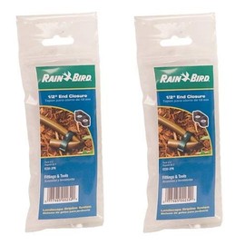 2 X Rain Bird EC50/2PK Drip Irrigation 1/2" Tubing End Closure, 2-Pack