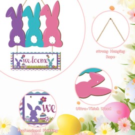 Easter Decor Wooden Hanging Door Sign & 2 Pack Wooden Corner Door Decorations - Easter Decorations for Yard, Porch & Wall - Holiday Themed Tree Decor for Party Supplies