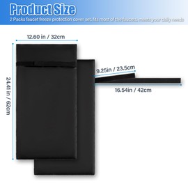 HOMEE Outdoor Faucet Covers for Winter Freeze Protection 25"x13",Waterproof Large Outside Faucet Socks,Reusable Long Outside Yard Spigot Cover Winter Insulated Protection Hose Bib Cover (Black)