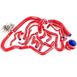 G-PLUS Silicone Radiator Turbo Tube Kit Clamps Compatible With Toyota Supra MK3 MA70 7M-GT 1986-1992 (Red)