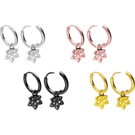 FILANGO 1 Pair Surgical Steel Ear Clicker Hoop Earrings Flower Choice of Colours and Sizes, Stainless Steel