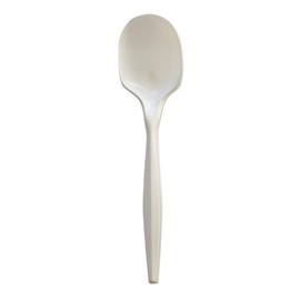 Boardwalk BWKSOUPMWPPIW 4.86 in. Mediumweight Wrapped Polypropylene Plastic Soup Spoon Cutlery - White (1000/Carton)