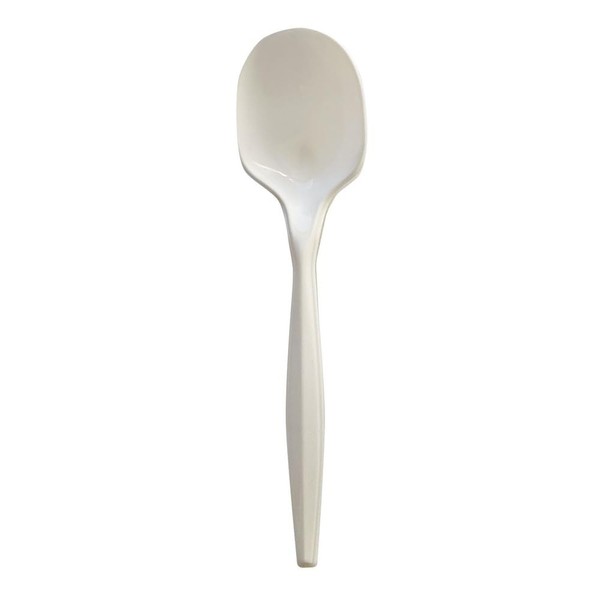 Boardwalk BWKSOUPMWPPIW 4.86 in. Mediumweight Wrapped Polypropylene Plastic Soup Spoon